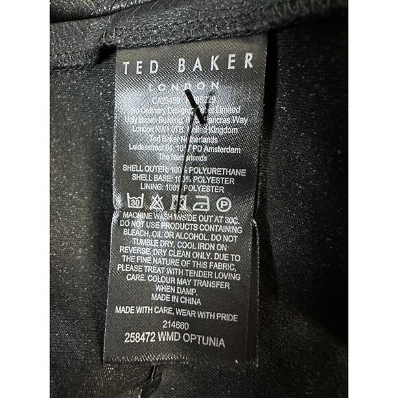 Ted Baker Black Optunia PU Belted Mini Dress sz 6 US - Picture 11 of 12